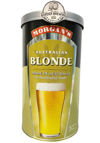 Australian Blonde Morgan’s Brewing Co. 1.7kg Malt Extract Brewing Kit Specially designed to produce a full flavoured, quality low carb beer.  Quench your thirst on a hot Aussie day with an Australian Blonde.  Made in Australia to Australia's taste. 