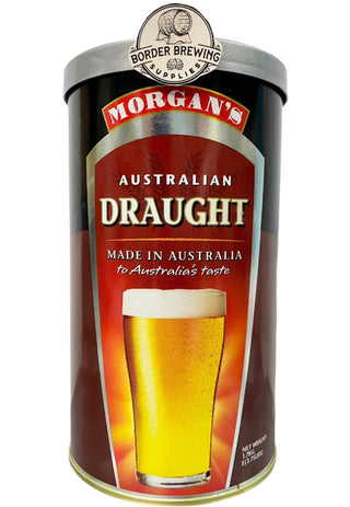 Australian Draught Morgan’s Brewing Co. 1.7kg Malt Extract Brewing Kit Full Flavour beer in a traditional draught style enjoyed across the nation golden in colour with a subtle head.  Made in Australia to Australia's taste. 