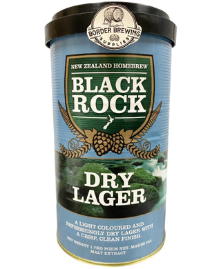 DRY Lager Black Rock 1.7kg Malt Extract Brewing Kit Black Rock Dry Lager is a light coloured, refreshing DRY Lager with a crisp clean finish.  Brew with 1kg Ultra Blend or 1kg Booster for a crisp lager finish. For more body, colour and malt flavour use a tin of Light liquid malt.