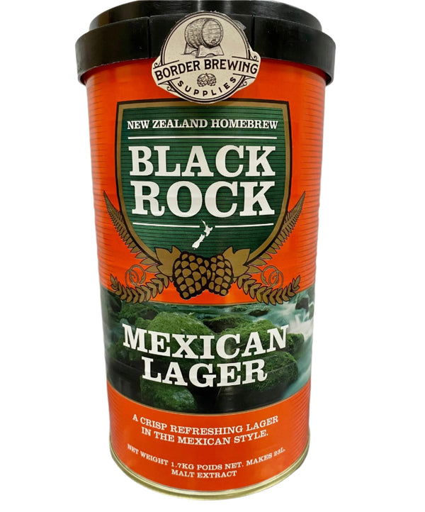 Mexican Lager Black Rock 1.7kg Malt Extract Brewing Kit Black Rock Mexican Lager is a light coloured, Mexican style beer with a balanced, crisp clean finish.  Brew with 1kg Ultra Blend for a crisp lager finish. For more body, colour and malt flavour use a tin of Light liquid malt.