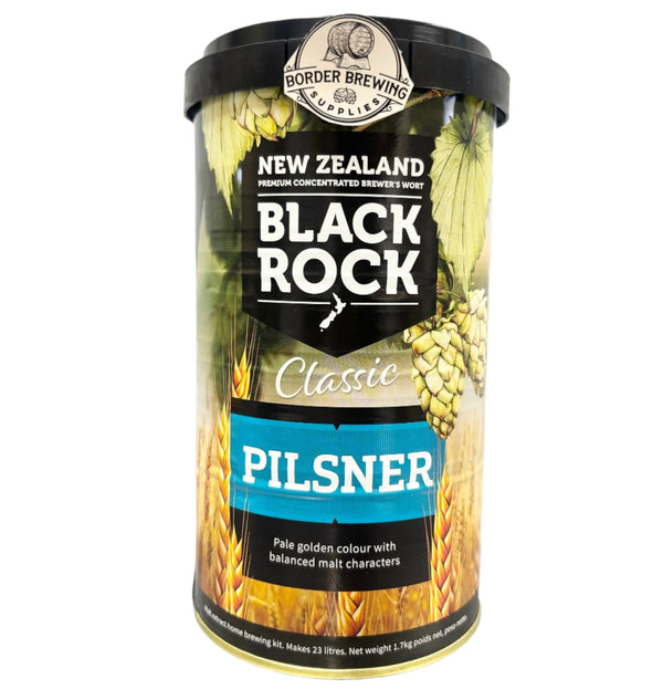 Black Rock Pilsener Blonde is a blonde coloured, classic European Pilsner with a clean, fresh finish.
Brew with 1kg Ultra Blend for a crisp finish. For more body, colour and malt flavour use a tin of Light Liquid Malt.