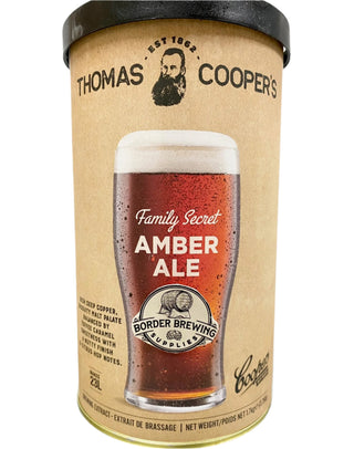 FAMILY SECRET Amber Ale Thomas Coopers Craft Series 1.7kg DIY Malt Extract Brewing Kit Luckily for beer lovers, this Amber Ale recipe is one of the secrets passed down by the members of the Cooper family.  Rich deep copper in colour, this mid bodied Ale has a Biscuity malt palate balanced by Toffee Caramel sweetness & a Nutty finish with Citrus hop notes.  Certainly a secret worth sharing.