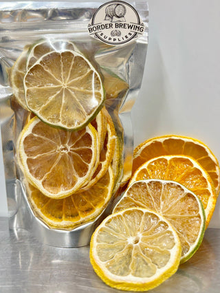 Drink Bitz
Dehydrated Citrus Mix
20g Australian grown citrus

Approx:

4 Slices of dehydrated Orange

2 Slices of dehydrated Lemon

2 Slices of dehydrated Lime

Decorate your next drink or cocktail with Drink Bitz dehydrated Cirus mix.

Add dried citrus to your next gin botanical recipe mix.

Garnish drinks & cocktails or decorate food with these delicious citrus mix.

There are many other uses such as -

Cooking, Flavoured Water, Potpourri, Garlands, Ornaments etc