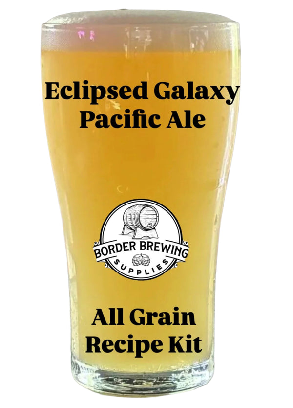 Eclipsed Galaxy Pacific Ale
All Grain Recipe Kit

A light-bodied, refreshing, and highly drinkable ale that is brewed with Australian hops. The use of these hops gives Eclipsed Galaxy Pacific Ale a unique aroma and flavour profile that is often described as Fruity, Tropical, & Citrusy.