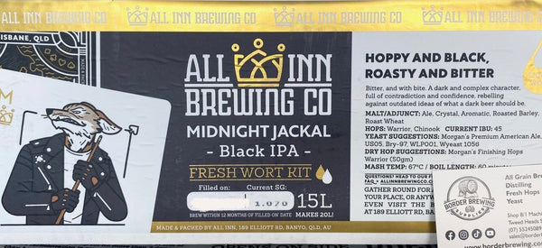 All Inn Brewing Fresh Wort Kit Midnight Jackal Black IPA Beer Home Brew Keg Kegerator 