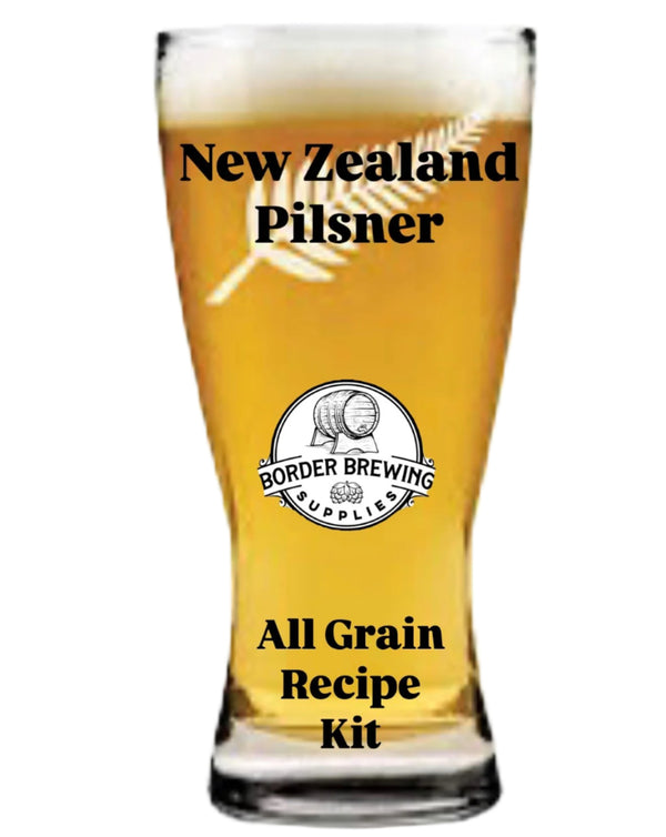 New Zealand Pilsner
All Grain Recipe Kit
Meet our New Zealand Pilsner – a hoppy, golden, crisp brew blending Kiwi hops for zesty citrus & tropical notes. A refreshing homage to New Zealand's purity and craftsmanship, perfect for those who crave a taste of Aotearoa in every sip.

Cheers to the essence of the Southern Hemisphere!