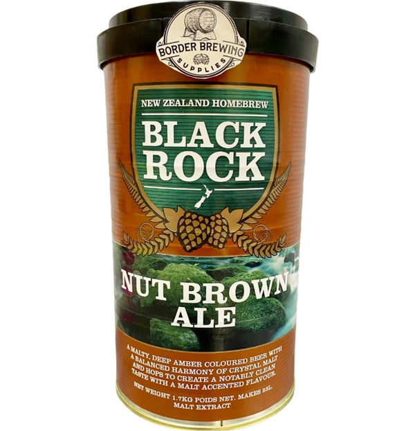 Nut Brown Ale Black Rock 1.7kg Malt Extract Brewing Kit Black Rock Nut Brown Ale is a malty, amber coloured beer with a balanced harmony of Crystal and Black malt and hops to create a full-bodied, malt accented flavour.   Brew with our 1kg Old Improver OR a tin of Caramel Liquid Malt. 