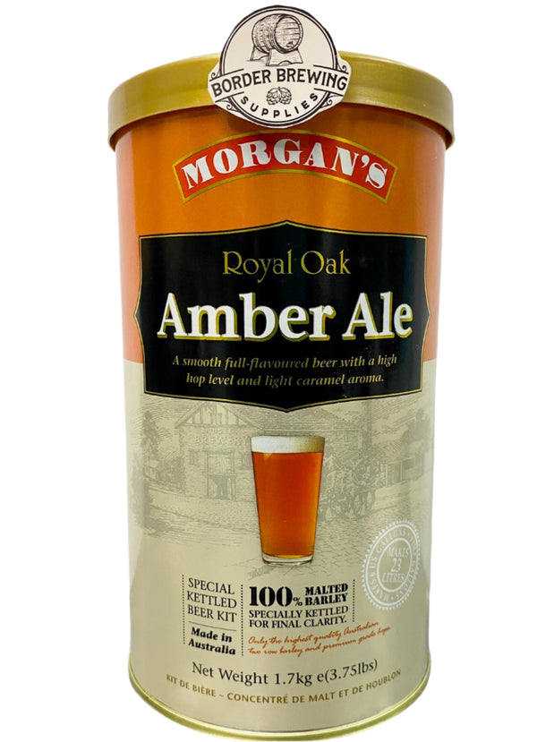 Royal Oak Amber Ale Morgan’s Brewing Co. 1.7kg Malt Extract Brewing Kit Special Kettled Beer Kit A smooth full flavour beer in true English style, with a high hop level and light caramel aroma.  Made in Australia with premium quality ingredients.