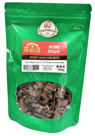 Made from original rum barrels. The perfect way to add rich rum, burnt sugar and molasses flavour to your spirits. These chips will also increase the colour of your spirits, as well as add smoothness.

To get the best flavour, it's recommended to use the chips in combination with an essence.