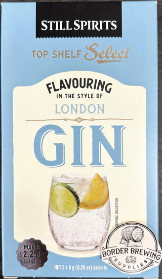 London Gin
Top Shelf Select
Still Spirits
Essence Flavouring
Makes a London Dry gin style flavour, with delicate juniper spice notes and a lively yet balanced finish.