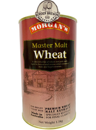 Morgan's Master Malt Wheat Liquid Malt Extract beer. Wheat Malt Master Malt 1.5kg Morgan’s Brewing Co. Full wheat grainy flavour and aroma. A concentration of wheat malts which can be used to create your own special beer.  100% Premium Malt Extract, specially kettled for final clarity for bright 'CLEAR' beer