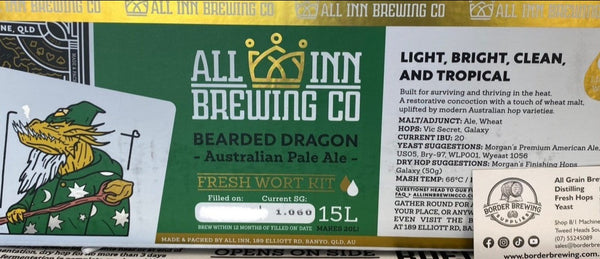 All Inn Brewing Fresh Wort Kit Bearded Dragon Australian Pale Ale Beer Home Brew Keg Kegerator  