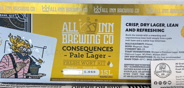 All Inn Brewing Fresh Wort Kit Consequences Pale Lager Beer Home Brew Keg Kegerator 